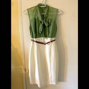 Beautiful Mini Sage-white chiffon top & skirt dress